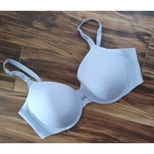 Warners No Side Effects Bra Sz 40 D Purple Underwire Satin Back Smoothing 01356